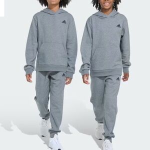 Adidas Heather Fleece Pullover Set Kids Charcoal Grey 7 New With‎ Tags